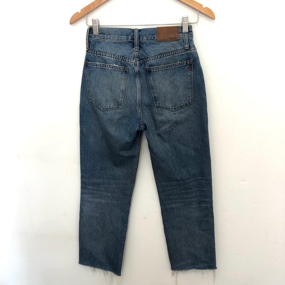 Madewell Classic Straight High Waisted Distressed Light Wash Jeans - Picture 6 of 8